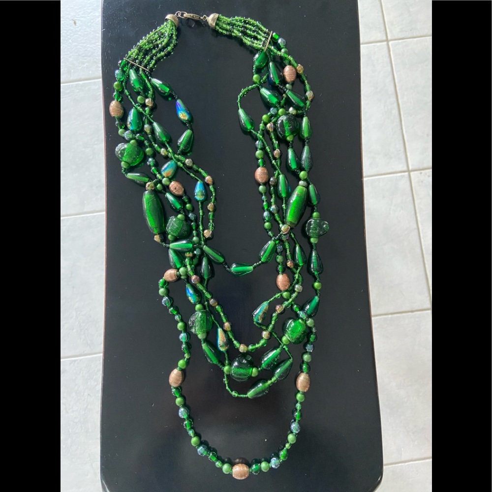 Glass beaded statement necklace